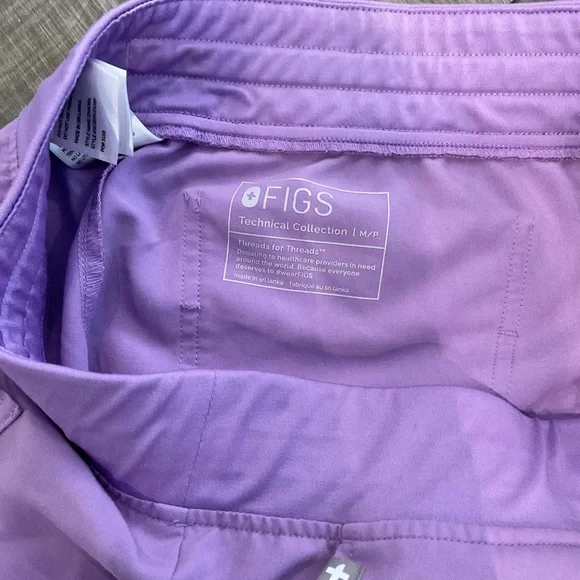 Figs Lavender Scrub Joggers with Teal Drawstring - Picture 7 of 7